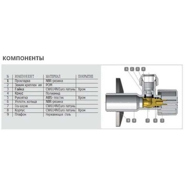 Кран кульовий кутовий ARCO 1/2″х 3/8″ NOV20 (NOV04) 705 фото