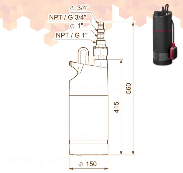 Насос для колодцев SBA 3-35 AW GRUNDFOS 28330 фото