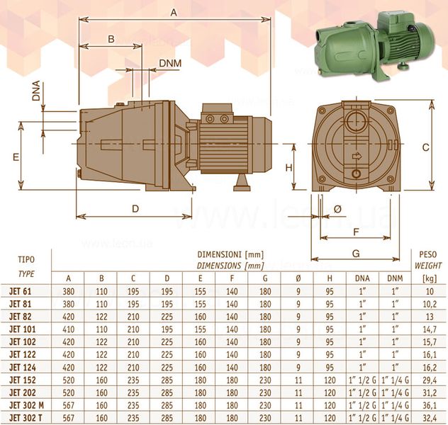 Самососающийся насос JET 81 M (1) 230 V 0,59 кВт (0,66 кВт) Sea-Land 48019 фото