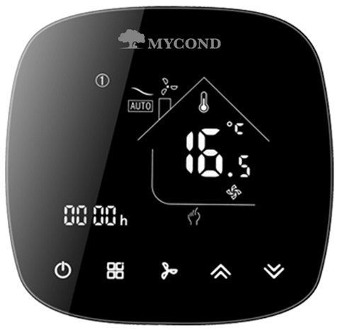 Термостат квадратний сенсорний чорний LED 1 канал AC220V Wi-Fi /MC-FL-B-WF MYCOND/ 26772 фото