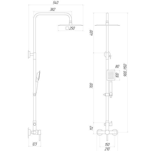 Душова система Globus Lux ALPEN SBT1-SQ-05-304 21906 фото