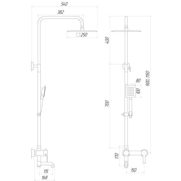 Душова система Globus Lux ALPEN SBT1-SQ-02-304 21907 фото