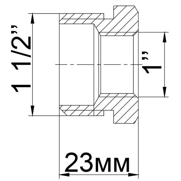 Футорка латунная 1 1/2&Prime;НР х 1&Prime;ВР литейная 722Б 11038 фото