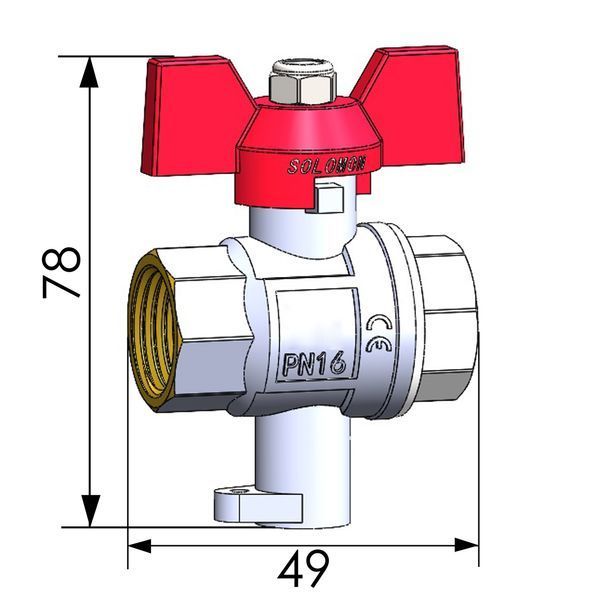 Кран кульовий повнопрохiдний для підключення термометра SOLOMON 1/2&Prime; V1242 S 29067 фото