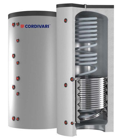 Теплоаккумулятор 600 л (гофрированный змеевик INOX для ГВС+1 стальной) ECO COMBI 2 VB (твердая изоляция) Cordivari srl 87563 фото
