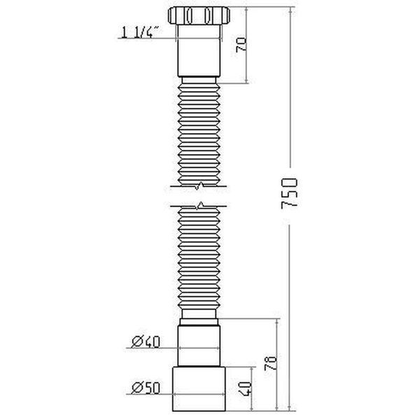 Гибкая труба Waterstal АС-1015 1 1/4&Prime;х40/50 с гайкой, 750мм 13276 фото