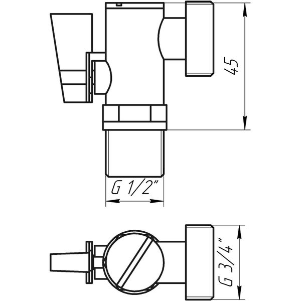 Кран шаровый угловой с фильтром SOLOMON 1/2″x3/4″ А7041(7043) 1162 фото