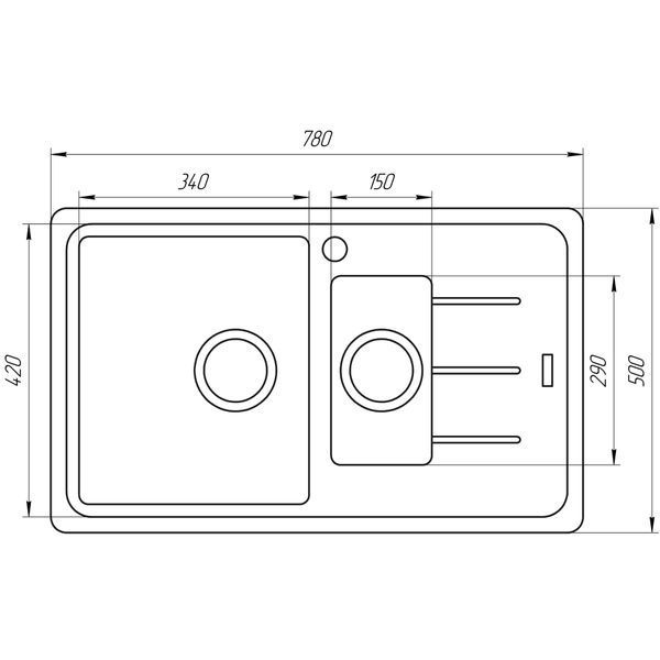 Гранітна мийка Globus Lux IZEO мокко 780х500мм 23487 фото