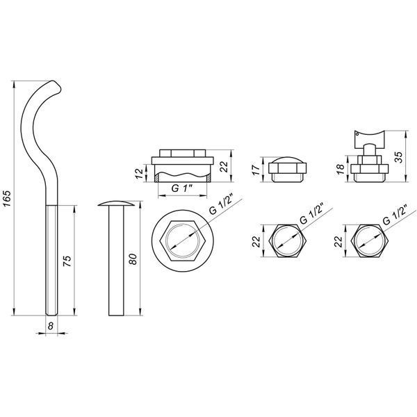 Комплект футорок секционного радиатора CRISTAL NR-2015 1/2&Prime;с 3-кронштейнами (HT 416) 7826 фото