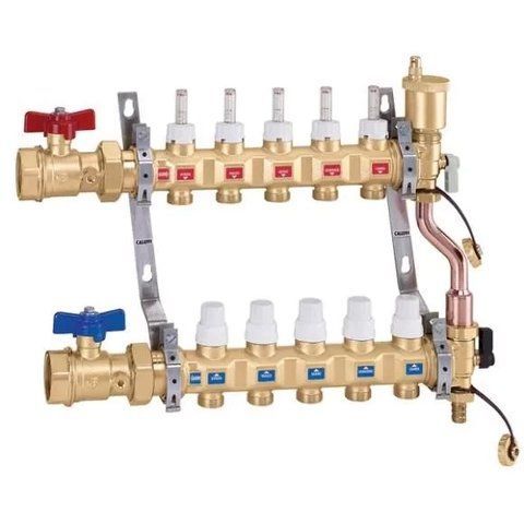 Коллектор латунный &Oslash;1 1/4" В х 8 контуров х 3/4" Н в сборе 0&divide;80&deg;C 10 bar Caleffi 6687H5S1 1850471932 фото