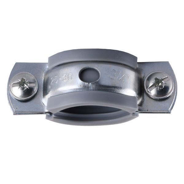 Хомут в сборе CR 3/4&Prime; (25-30мм) с винтом-шурупом 8*80 и дюбелем в уп., серый 6303 фото