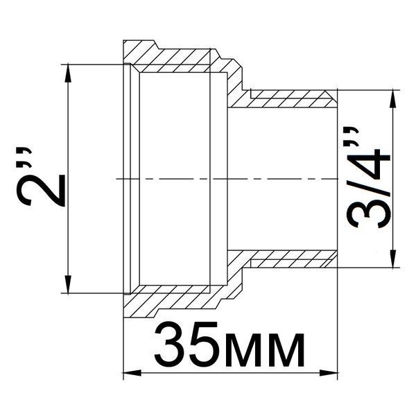 Переходник редукционный латунный 2&Prime;ВР х 3/4&Prime;НР литейный усиленный 623-1Б 11845 фото