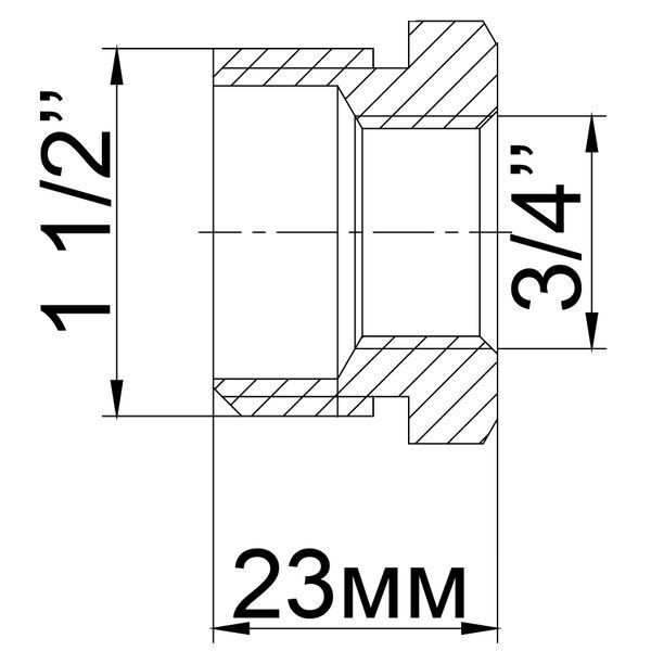 Футорка латунная 1 1/2&Prime;НР х 3/4&Prime;ВР литейная 724Б 11110 фото