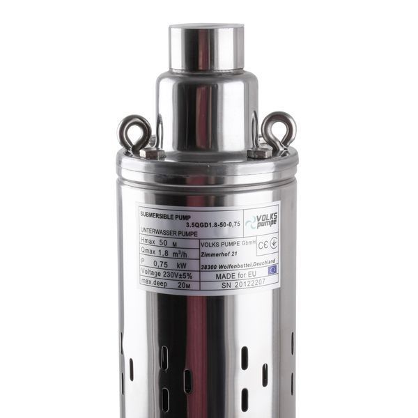 Насос скважинный шнековый VOLKS pumpe 3,5 QGD 1,8-50-0,75кВт 3,5 дюйма! + кабель 15м 14217 фото