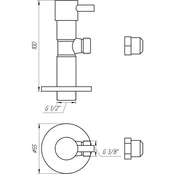 Кран полуоборотный угловой с цангой SOLOMON 1/2″х 3/8″ Lazer 7076 2250 фото