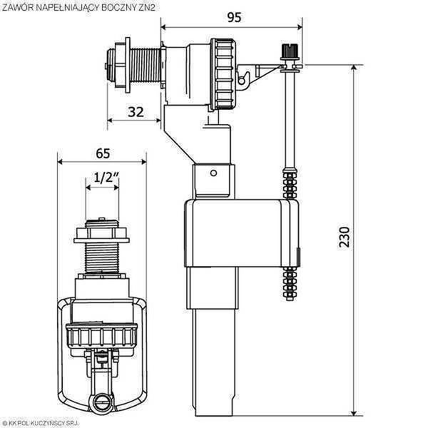 Клапан заполнения K.K.POL ZN2/102- 1/2″ МО, бок. латунь 5702 фото