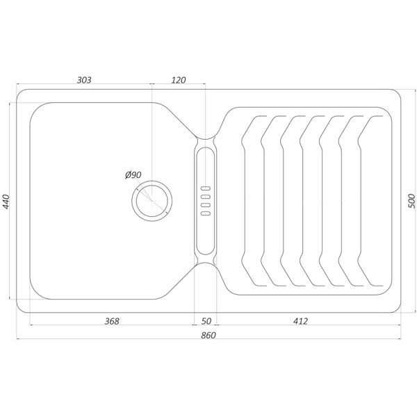 Гранитная мойка Globus Lux BOREN пiщаний 860х500мм-А0004 6102 фото