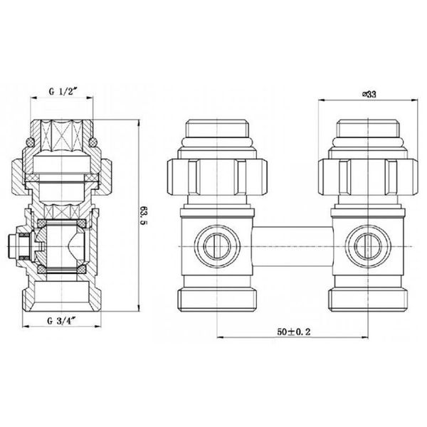 Узел нижнего подключения панельного радиатора SOLOMON NV 5103 прямой шаровой 3/4″ 10946 фото