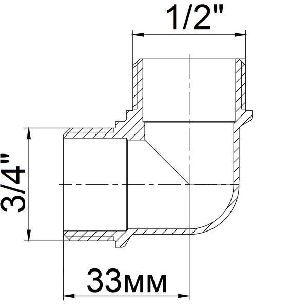 Угольник редукционный латунный 3/4&Prime;НР х 1/2&Prime;НР литейный 1010Б 11656 фото