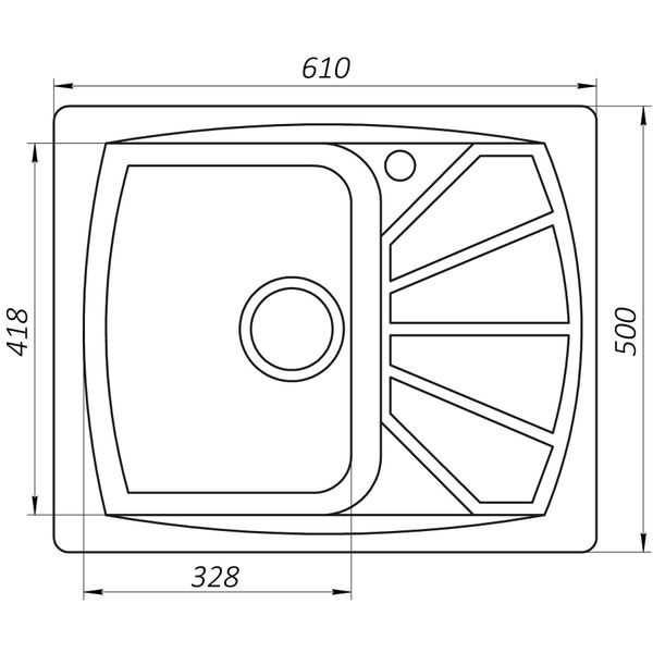 Гранитная мойка Globus Lux TANA серый металлик 610х500мм-А0003 6106 фото