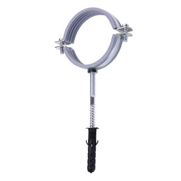 Хомут в сборе CR 2 1/2&Prime; (70-80мм) с винтом-шурупом 8*100 и дюбелем в уп., серый 6307 фото