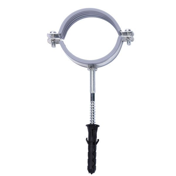 Хомут в сборе CR 2 1/2&Prime; (70-80мм) с винтом-шурупом 8*100 и дюбелем в уп., серый 6307 фото