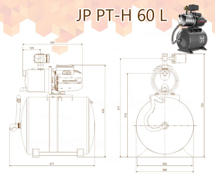 Насосная станция JP 3-42 PT-H 20 L 1 x 230 V 1,5 м кабель GRUNDFOS 29540 фото