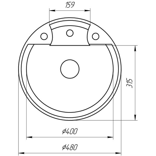 Гранитная мойка Globus Lux GURON черный 480мм-А0002 1562 фото