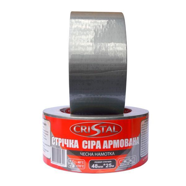 Стрічка армована CRISTAL 48мм х 25м сіра 10656 фото