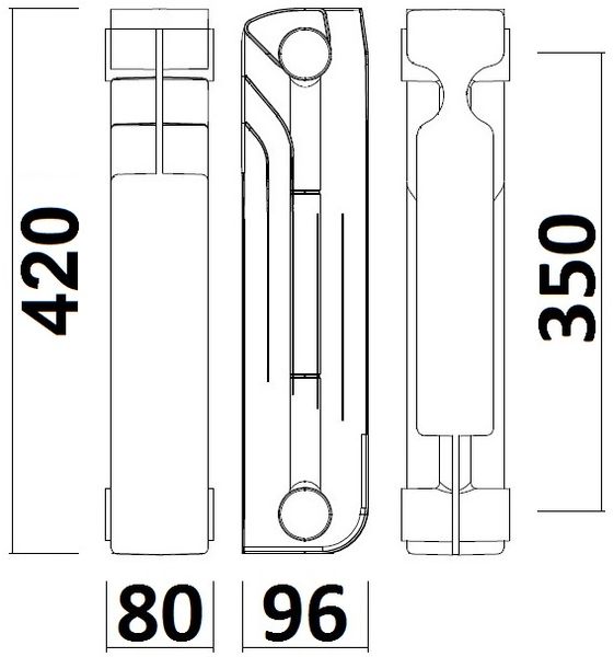 Радиатор биметаллический секционный QUEEN THERM 350/96 (кратно 10) 21821 фото