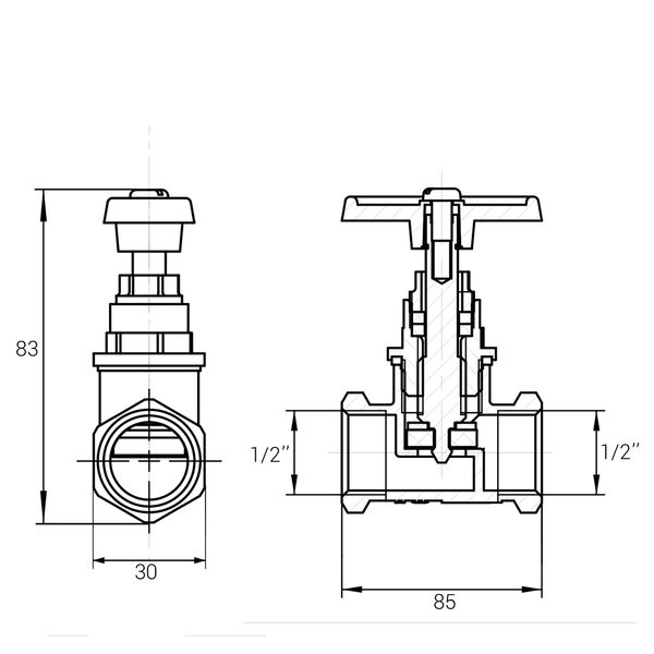 Кран ХВ вентильный прямой латунный 1/2″ВР х 1/2″ВР литейный Б1111А VA 26272 фото