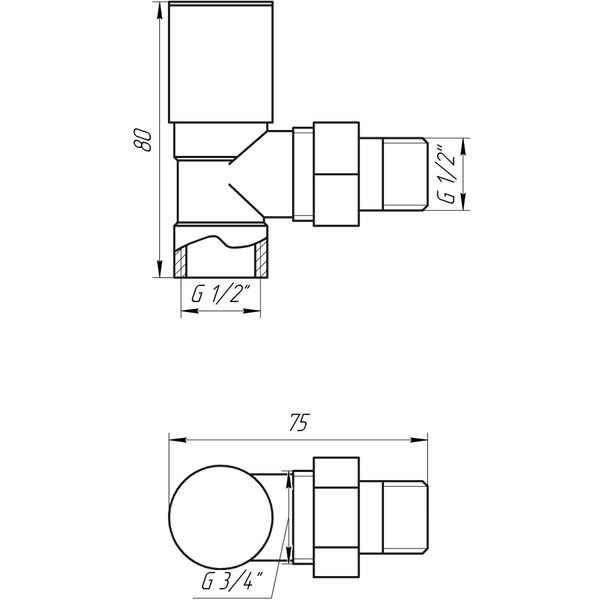 Кран вентильный угловой с американкой SOLOMON 1/2″ CHROM 1845 2161 фото