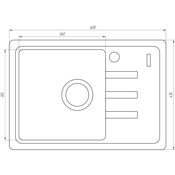 Гранітна мийка Globus Lux MONO графіт 620х435мм-А0001 22399 фото