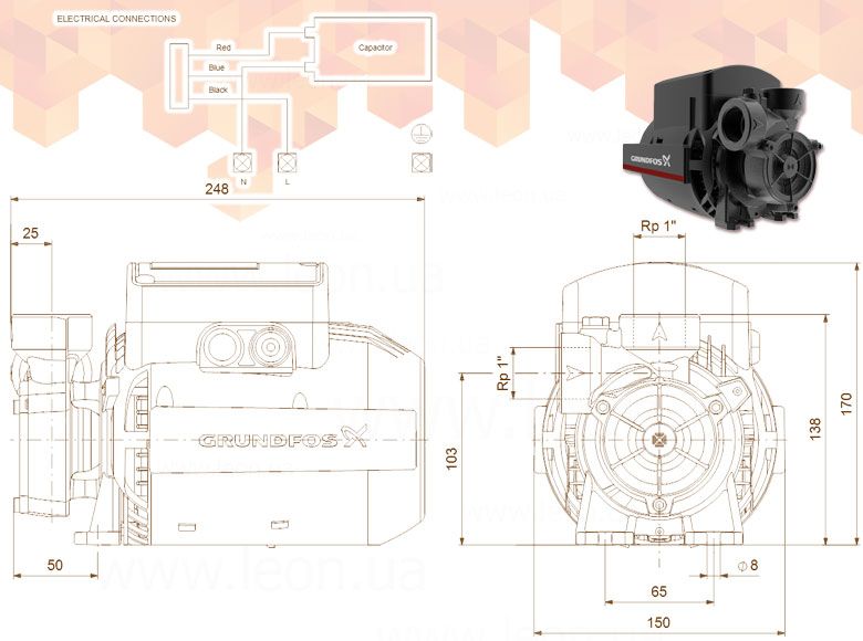 Садовый насос PF 1-30 CVBP 1 x 230 V 0,47 кВт GRUNDFOS 29489 фото