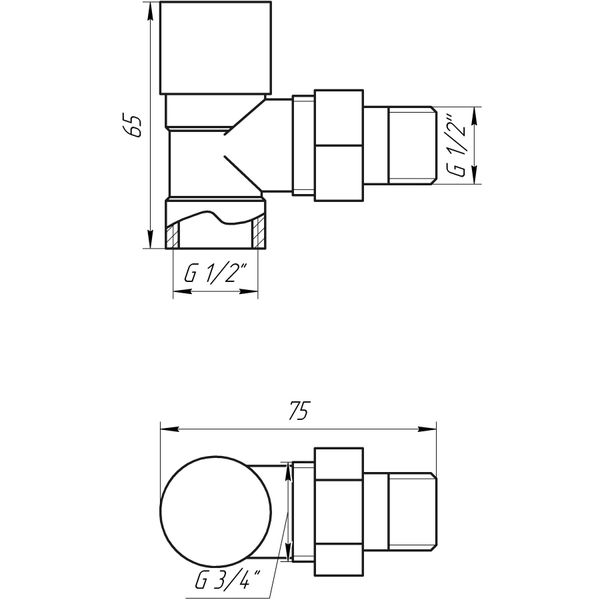 Кран вентильный угловой с американкой SOLOMON 1/2″ CHROM 1844 п/ключ 2164 фото