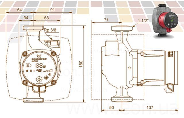 Насос циркуляционный ALPHA-2 25-40 L=130 мм 1 х 230 V GRUNDFOS 28198 фото
