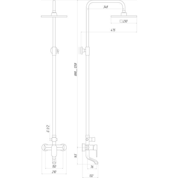 Душевая система Globus Lux ONTARIO DS-006A 14988 фото