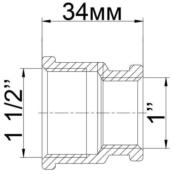 Муфта редукційна латунна 1 1/2&Prime;ВР х 1&Prime;ВР ливарна 309Б 12378 фото