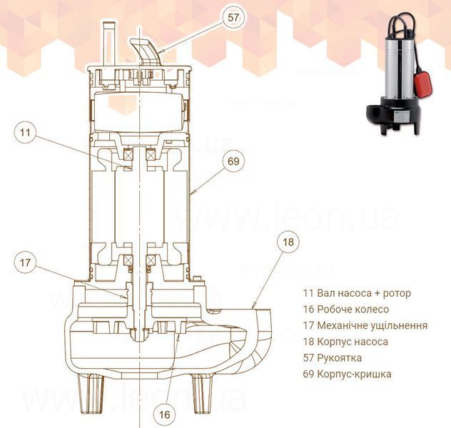 Дренажний насос DVJ 120 AUT 230 V 0,88 кВт (1,5 кВт) Sea-Land Srl 48799 фото