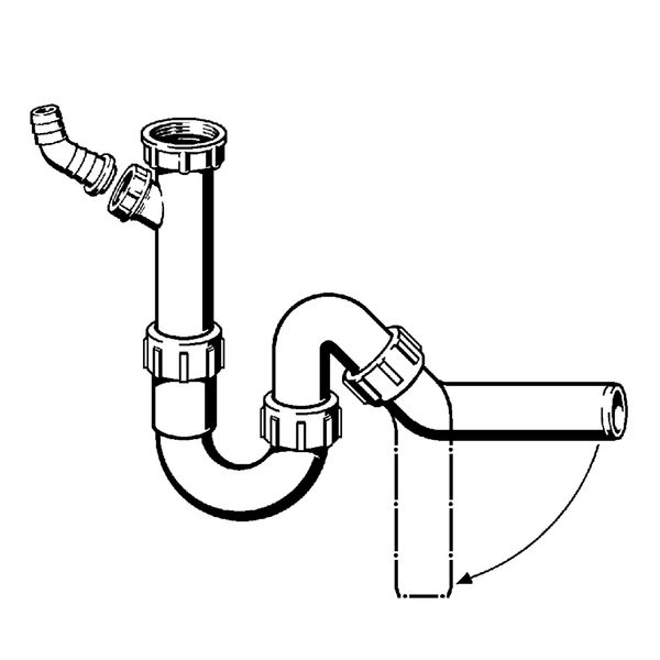 Сифон для раковины VIEGA 1 1/2″х40 с отводом, 45° пластик белый трубный б/г 101800 816 фото