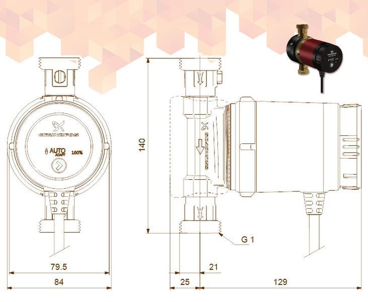 Насос рециркуляційний COMFORT 15-14 BXA PM AUTOADAPT 1 х 230 V 7 Вт L = 140 мм GRUNDFOS 28244 фото