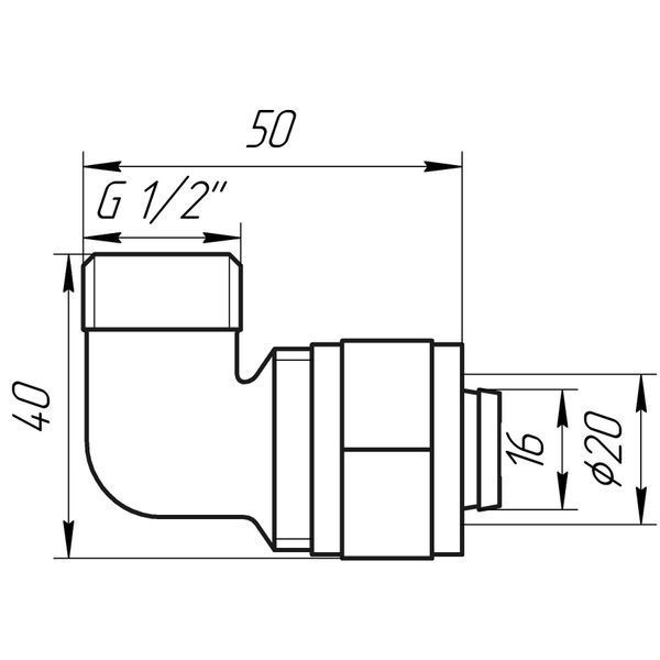 Кутник із зовнішньою різьбою APE ITALY 753 L 1/2&Prime;х20 895 фото