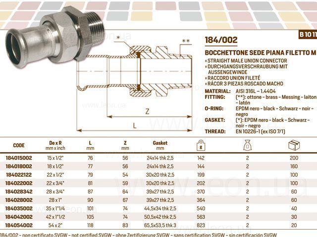 Сборка нержавеющая &Oslash;42 х 1 1/2&Prime; С INOXPRES&reg; RM 91891 фото