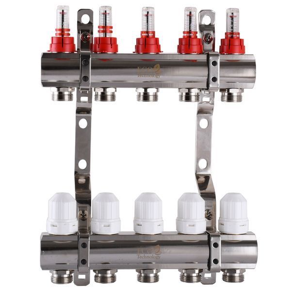 Колектор з вимірювачем витрат, регуляторами та кріпленням ECO 001D 1&Prime;x5 9828 фото