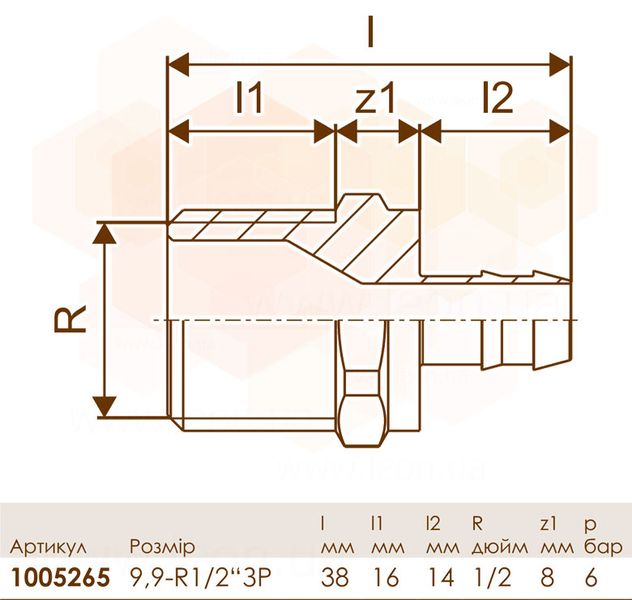 Штуцер PE-Xa Ø9,9 - 1/2″ ЗР с одним кольцом PE-X ring Uponor GmbH 80015 фото