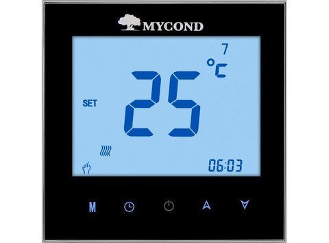 Термостат квадратний сенсорний чорний LCD 2 канали AC220V Wi-Fi /MС-TRF-B2F-B-4 MYCOND/ 26237 фото