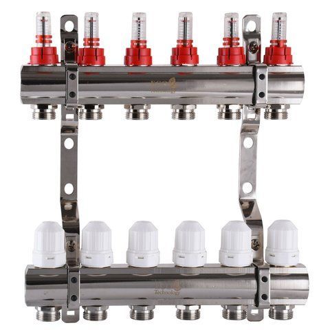 Колектор з вимірювачем витрат, регуляторами та кріпленням ECO 001D 1&Prime;x6 9829 фото