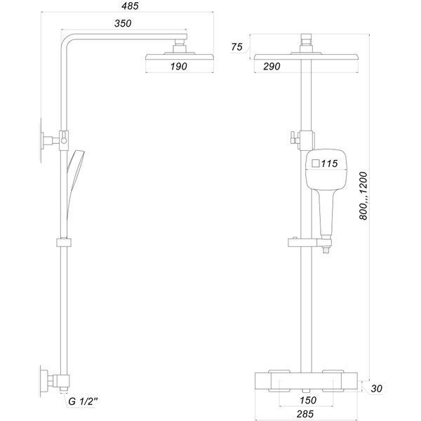 Душова система Globus Lux Termostatic GLQ-0040T-BB 21956 фото