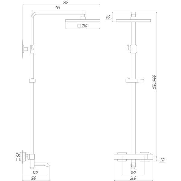 Душевая система Globus Lux Termostatic Q VAN-GLQ-0041T-BB 21957 фото