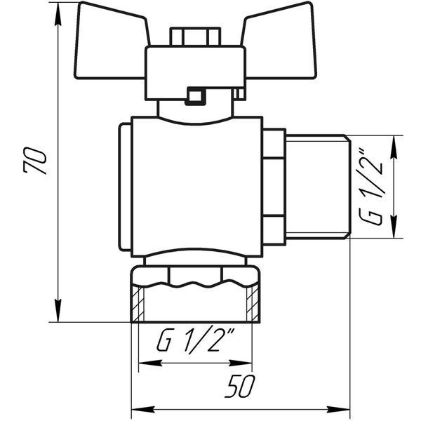 Кран кульовий Q PROFESSIONAL 1/2&Prime; нв КБ кутовий Q154 PN40 15354 фото
